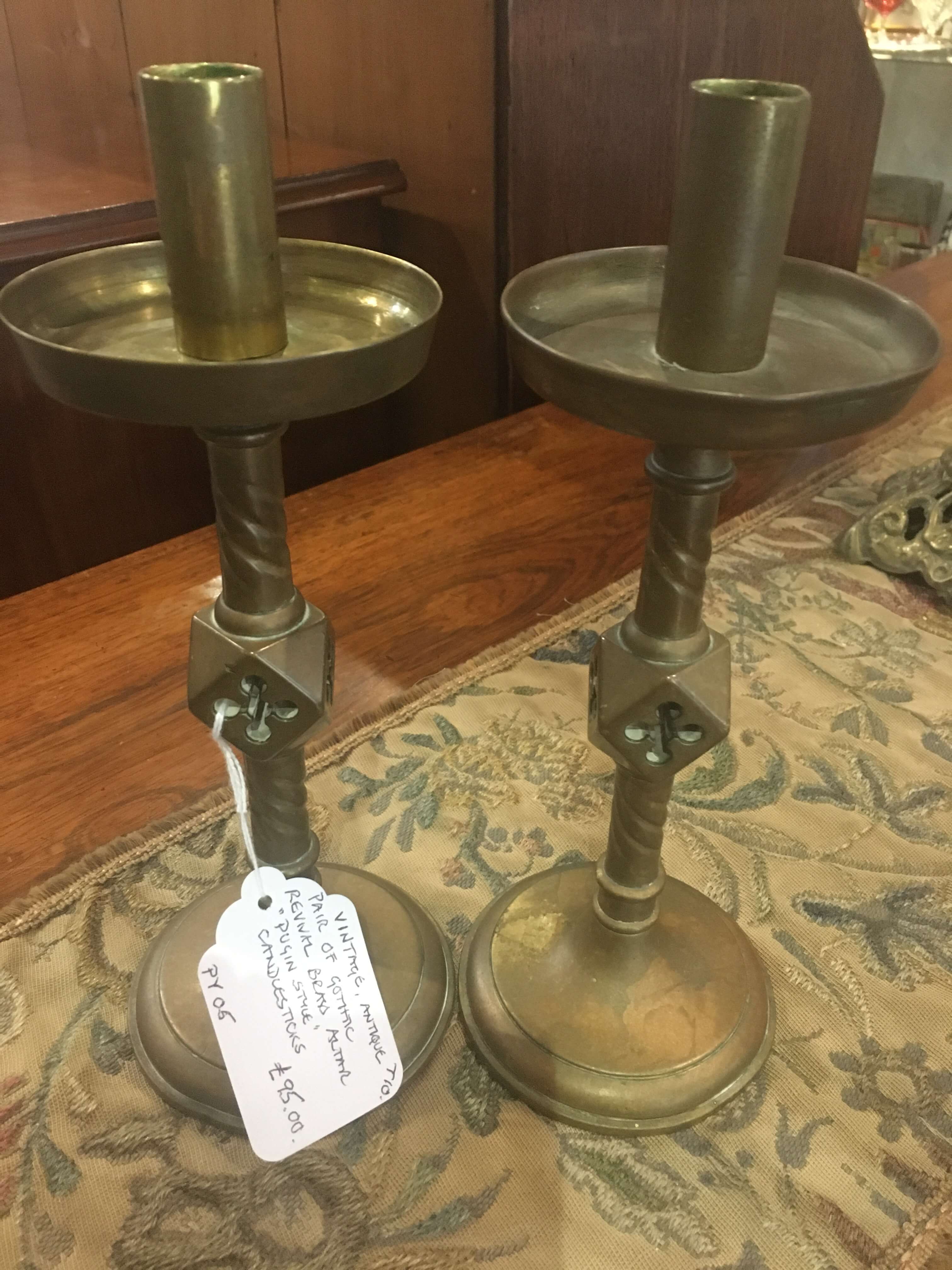 Pair Gothic Revival Candlesticks